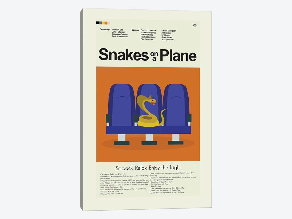 Snakes On A Plane by Prints and Giggles by Erin Hagerman 1-piece Canvas Art Print
