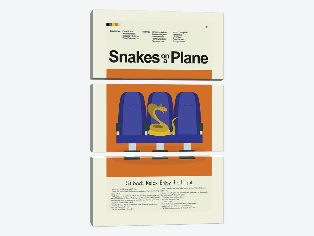 Snakes On A Plane by Prints and Giggles by Erin Hagerman 3-piece Art Print