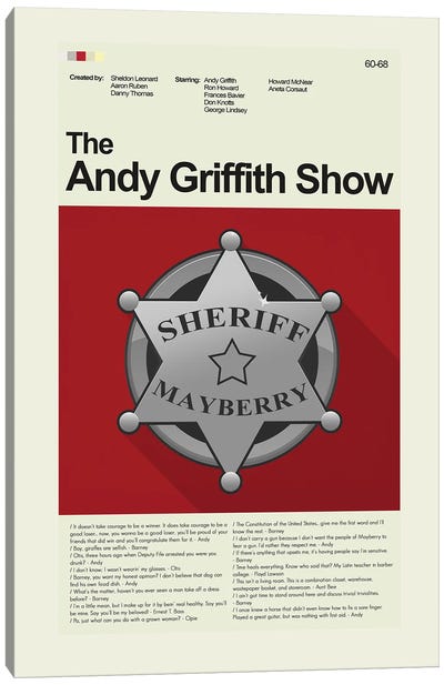 The Andy Griffith Show Canvas Art Print - Sitcoms & Comedy TV Show Art