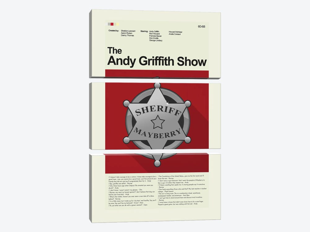 The Andy Griffith Show by Prints and Giggles by Erin Hagerman 3-piece Canvas Wall Art