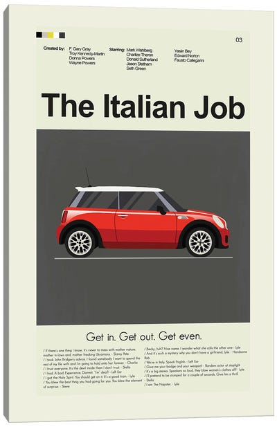 The Italian Job Canvas Art Print - Prints And Giggles by Erin Hagerman