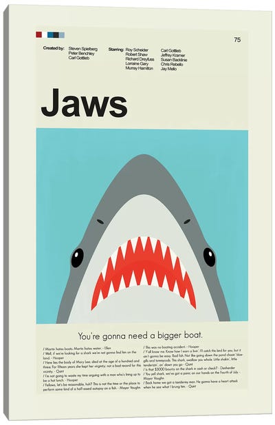 Jaws Canvas Art Print - Shark Art