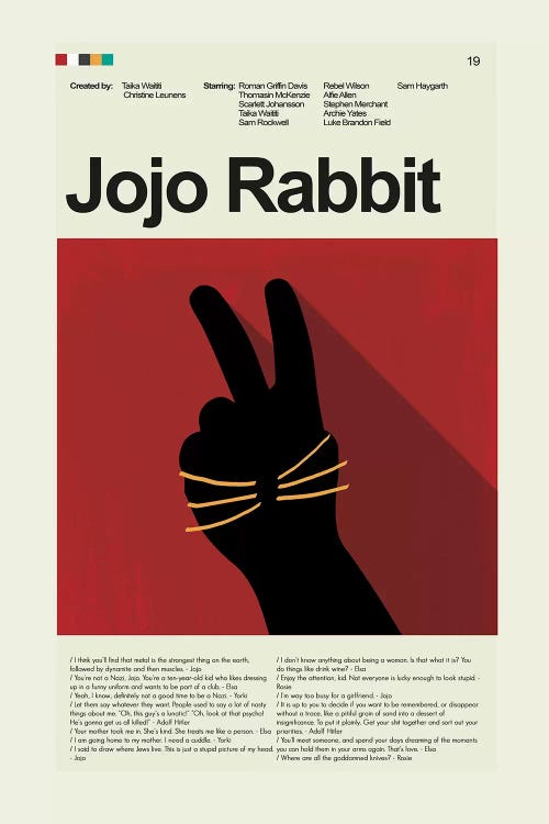 Jojo Rabbit by Prints and Giggles by Erin Hagerman wall art