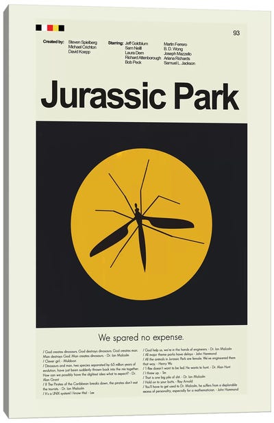 Jurassic Park Canvas Art Print - Animal Typography