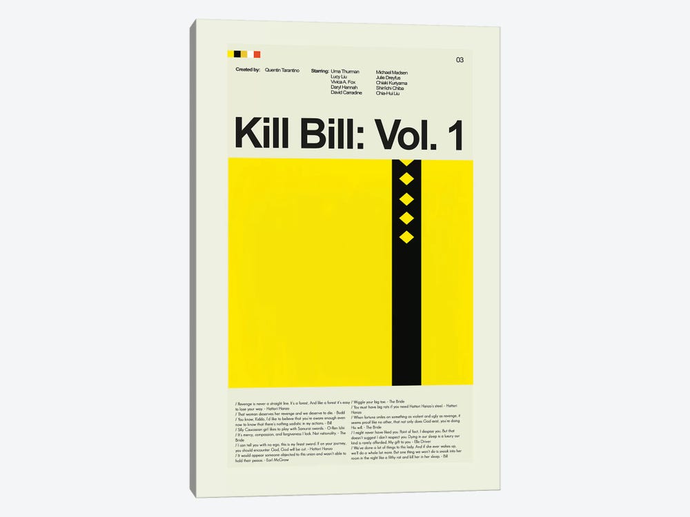 Kill Bill: Volume 1 by Prints and Giggles by Erin Hagerman 1-piece Canvas Artwork
