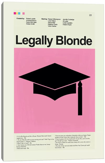 Legally Blonde Canvas Art Print - Comedy Movie Art