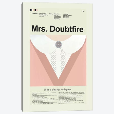 Mrs Doubtfire Canvas Print #PAG61} by Prints and Giggles by Erin Hagerman Canvas Print
