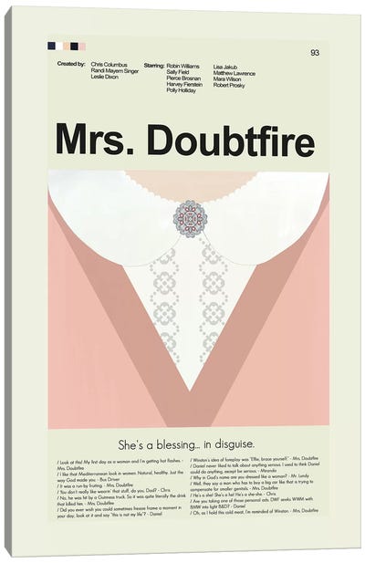 Mrs Doubtfire Canvas Art Print - Prints And Giggles by Erin Hagerman