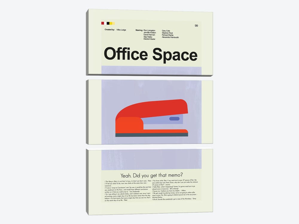 Office Space by Prints and Giggles by Erin Hagerman 3-piece Canvas Print