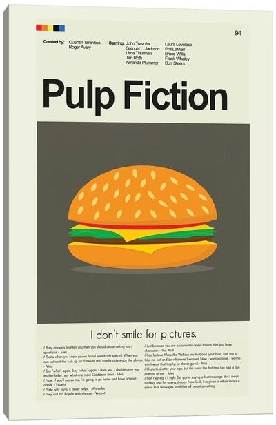 Pulp Fiction Canvas Art Print - Nineties Nostalgia Art