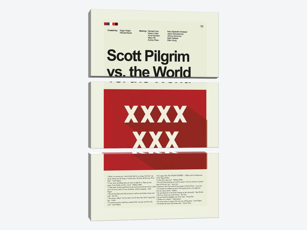 Scott Pilgrim Vs The World by Prints and Giggles by Erin Hagerman 3-piece Art Print