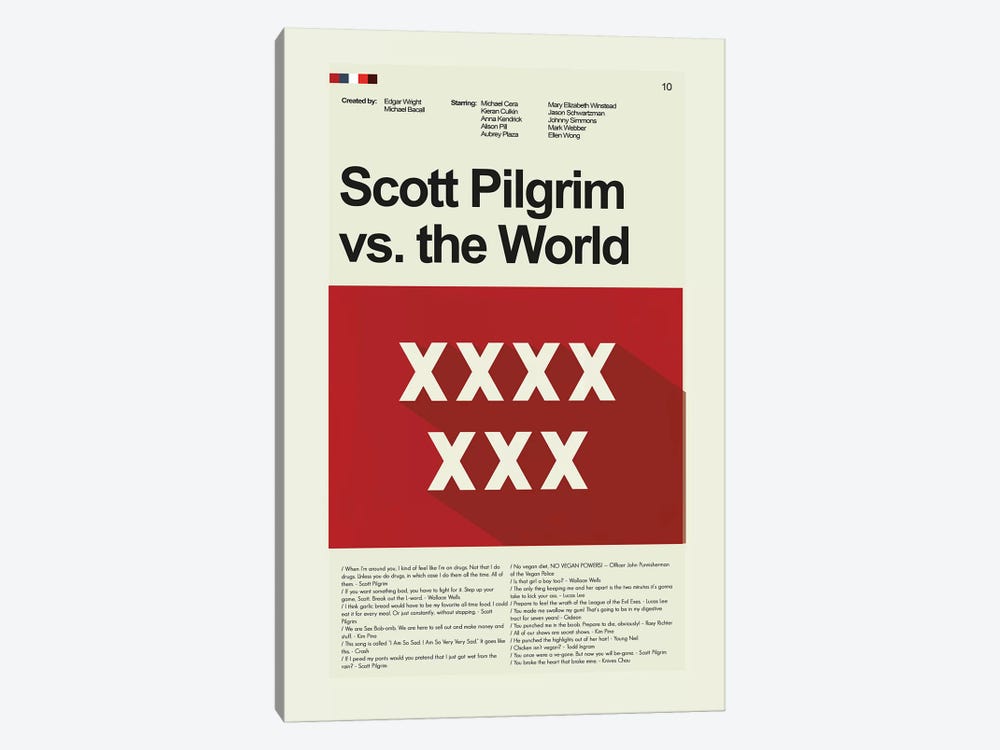 Scott Pilgrim Vs The World by Prints and Giggles by Erin Hagerman 1-piece Canvas Art Print