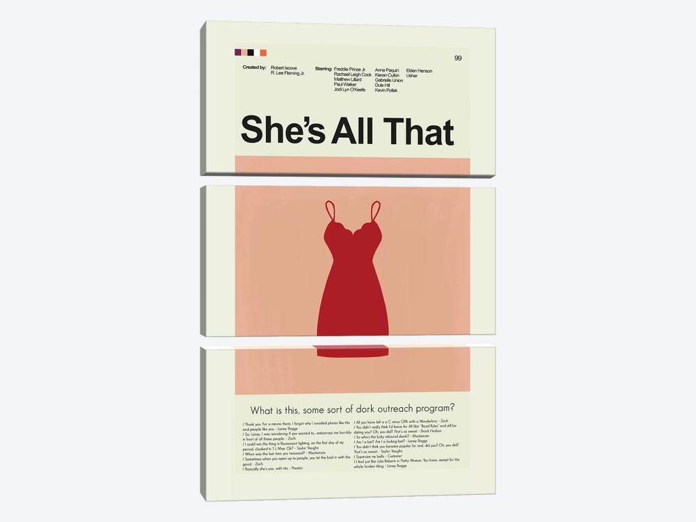 She's All That by Prints and Giggles by Erin Hagerman 3-piece Canvas Print
