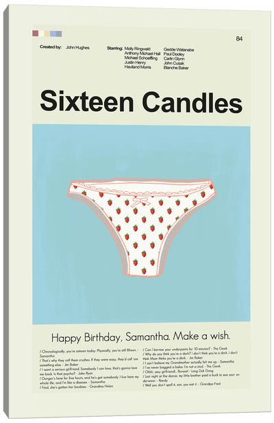 Sixteen Candles Canvas Art Print - Comedy Movie Art