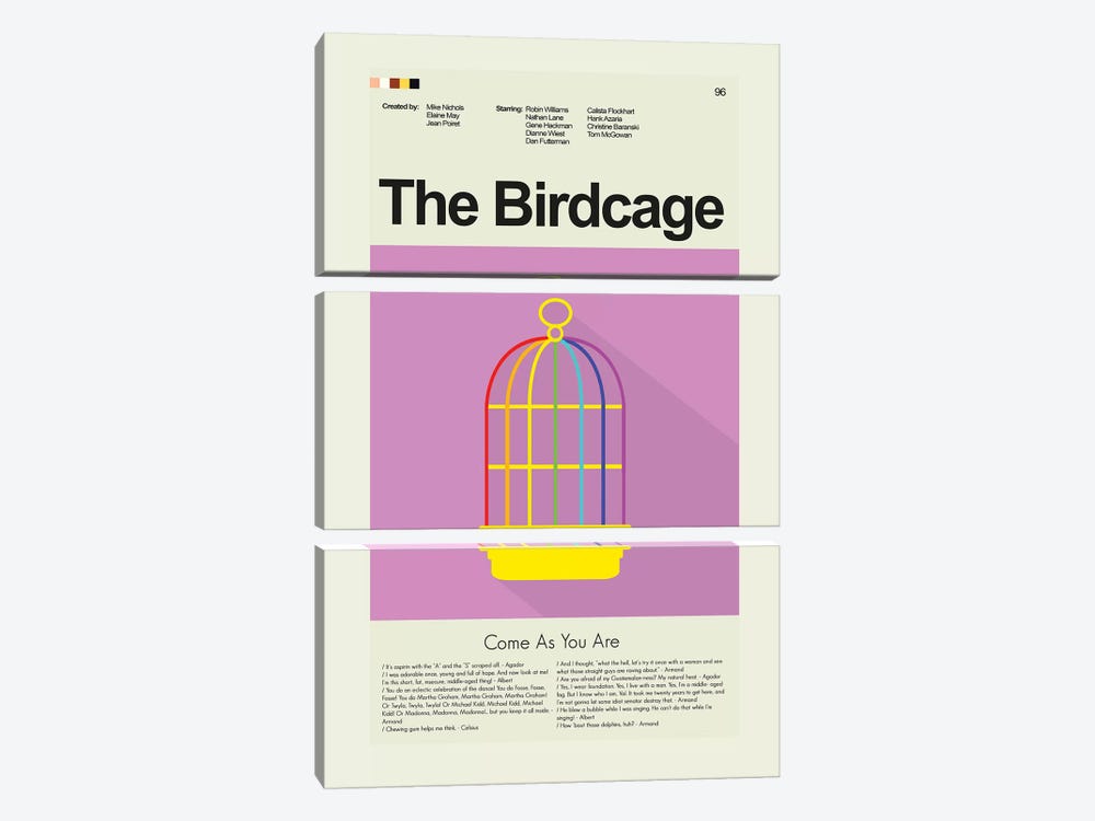 The Birdcage by Prints and Giggles by Erin Hagerman 3-piece Canvas Artwork