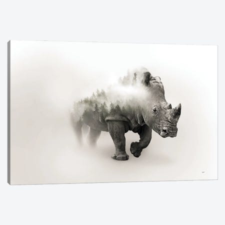 Charging Rhino Canvas Print #PAH109} by Paul Haag Canvas Wall Art