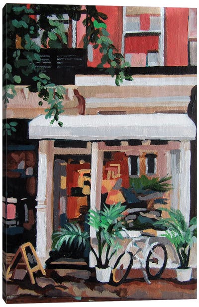 Bike Stop Canvas Art Print - Cafe Art