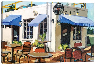 Blue Cafe Canvas Art Print - Cafe Art