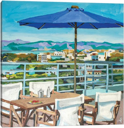 Turquoise Terrace Canvas Art Print - Cafe Art