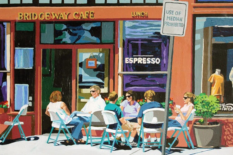 Lunch At The Bridgeway Cafe by Melinda Patrick wall art