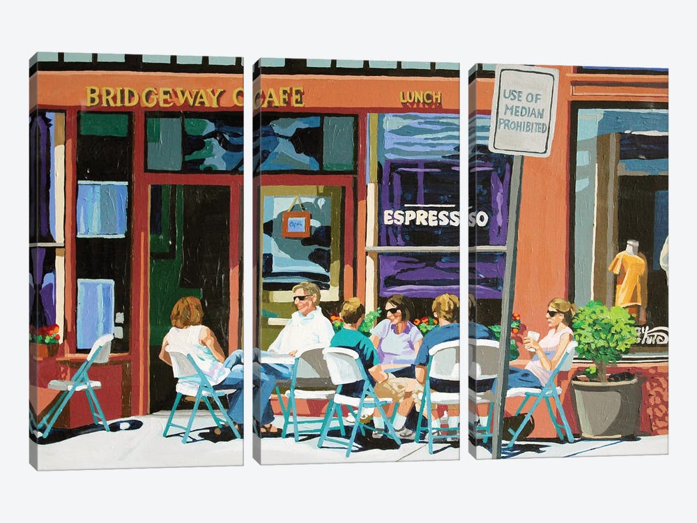 Lunch At The Bridgeway Cafe by Melinda Patrick 3-piece Canvas Print