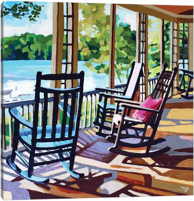 Rocking The Lake Canvas Art Print - Lakehouse Décor