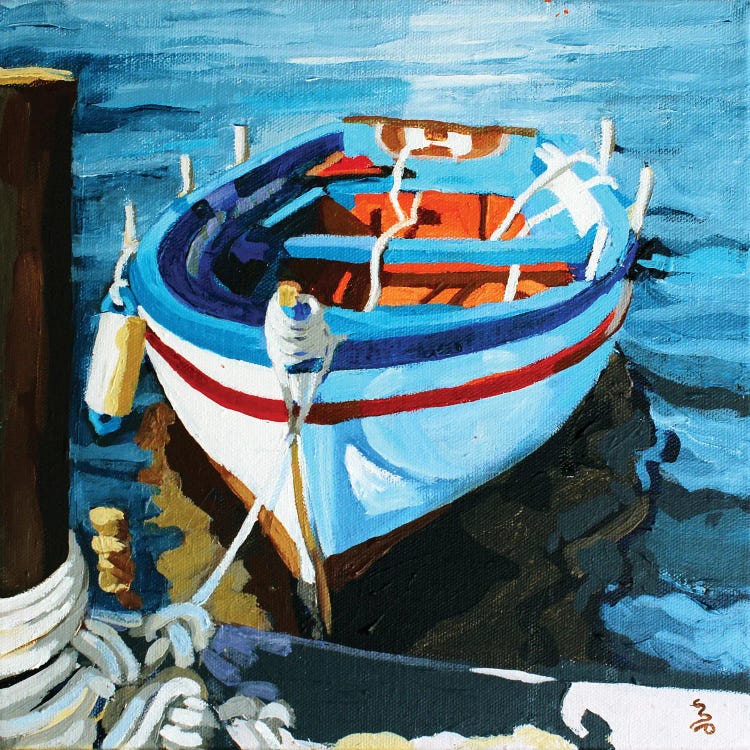 Boat With Red Stripe by Melinda Patrick wall art