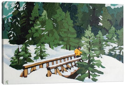 Snowy Bridge Canvas Art Print - Melinda Patrick