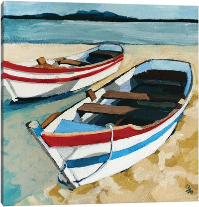 Beached Boats Canvas Art Print - Rowboat Art