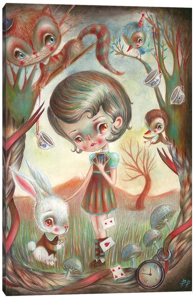Alice In The Wonderland Canvas Art Print - White Rabbit