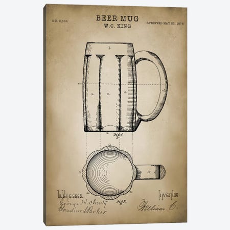 Beer Mug Canvas Print #PAT10} by PatentPrintStore Art Print