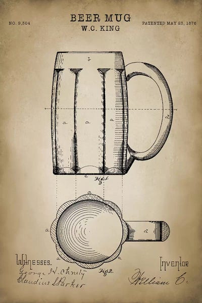 Food & Drink Blueprints: Beer Mug by PatentPrintStore