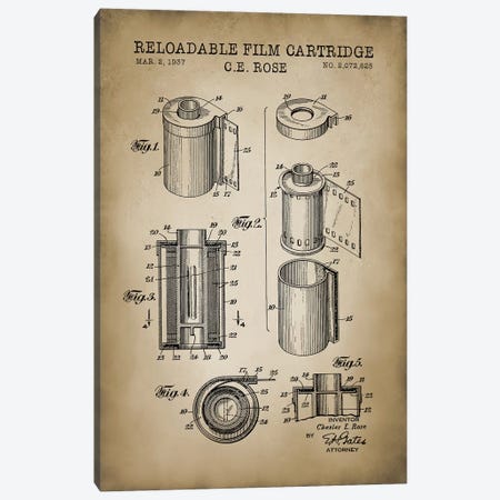 Reloadable Film Cartridge, Beige Canvas Print #PAT110} by PatentPrintStore Canvas Art