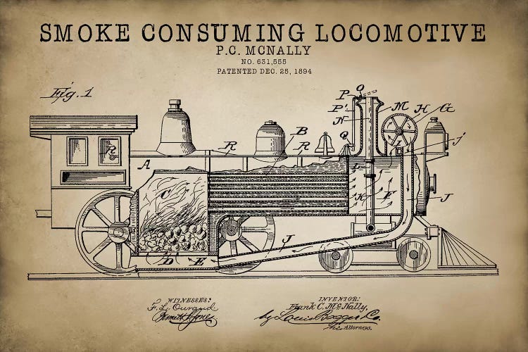 Smoke Consuming Locomotive, 1894, Beige