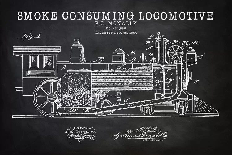 Smoke Consuming Locomotive, 1894, Black