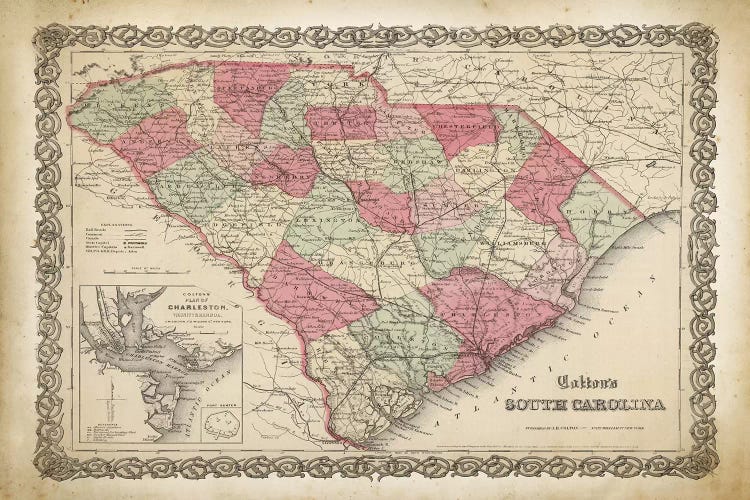 South Carolina Map, 1865