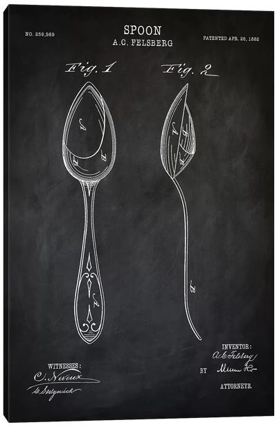 Spoon Canvas Art Print - Kitchen Blueprints
