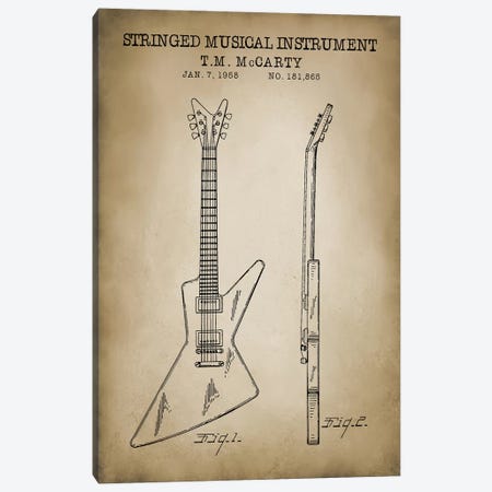Stringed Musical Instrument Canvas Print #PAT119} by PatentPrintStore Canvas Art