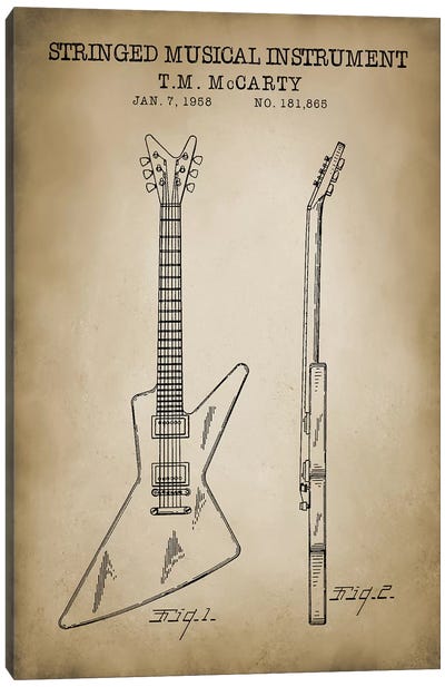 Stringed Musical Instrument Canvas Art Print - PatentPrintStore