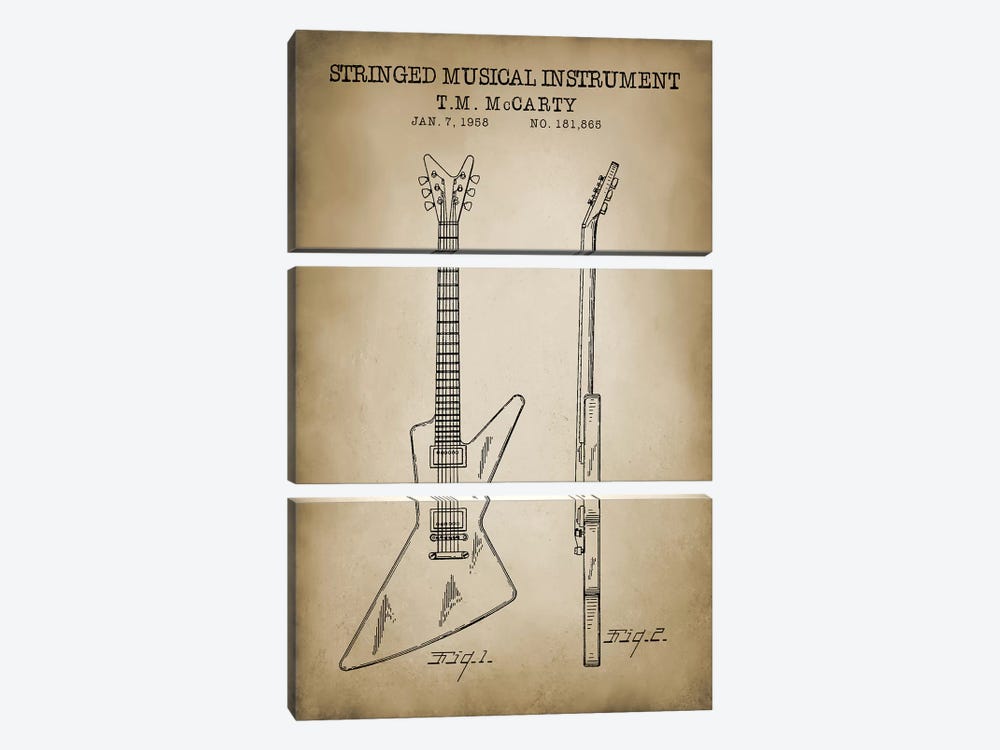 Stringed Musical Instrument by PatentPrintStore 3-piece Art Print