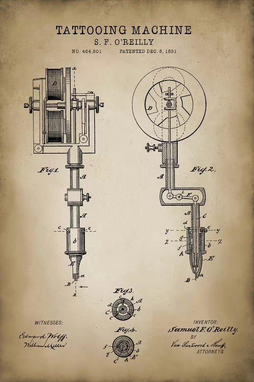 Tattoo Patent by PatentPrintStore wall art