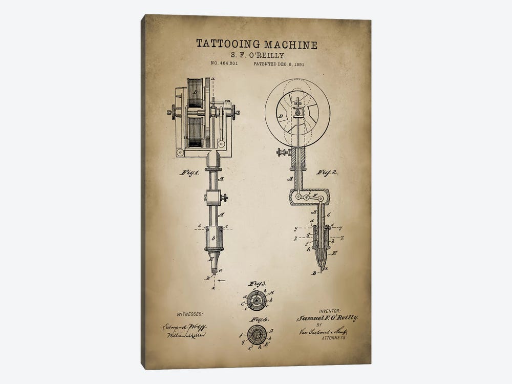 Tattoo Patent by PatentPrintStore 1-piece Canvas Print