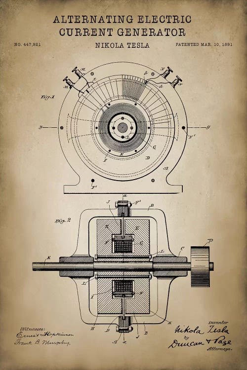 Tesla Alternating Electric Current Generator, Beige