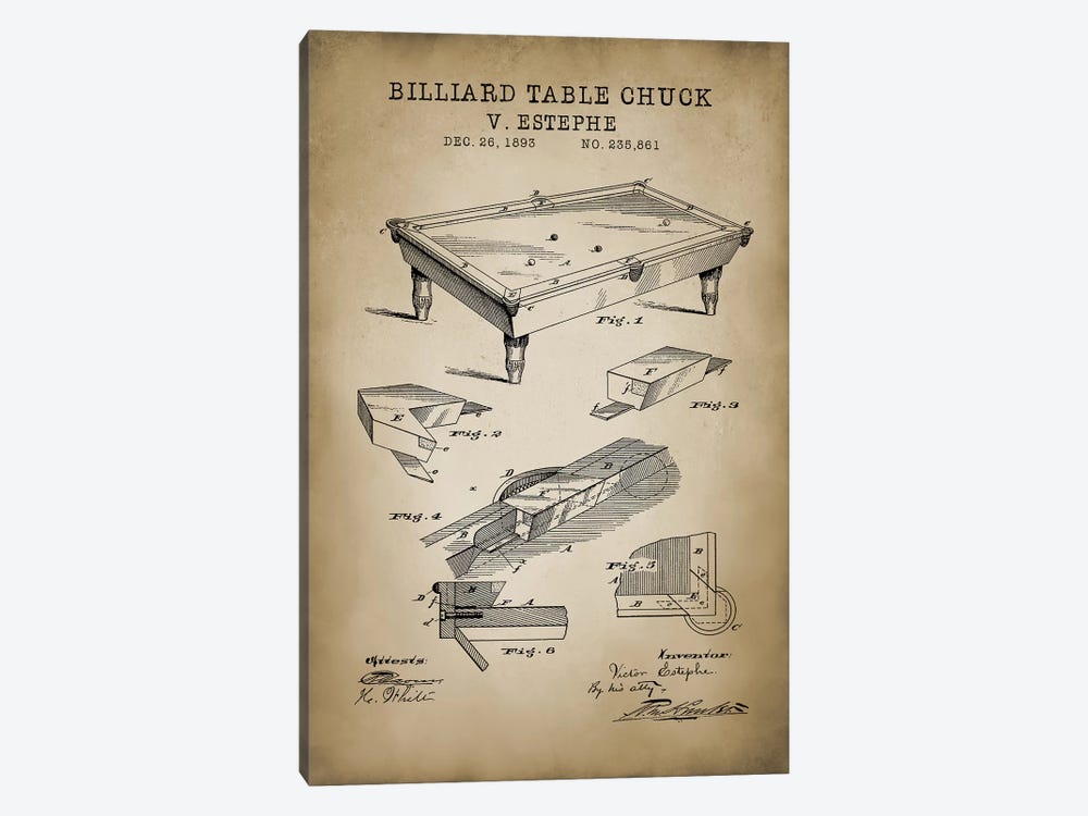 Billiard I by PatentPrintStore 1-piece Art Print
