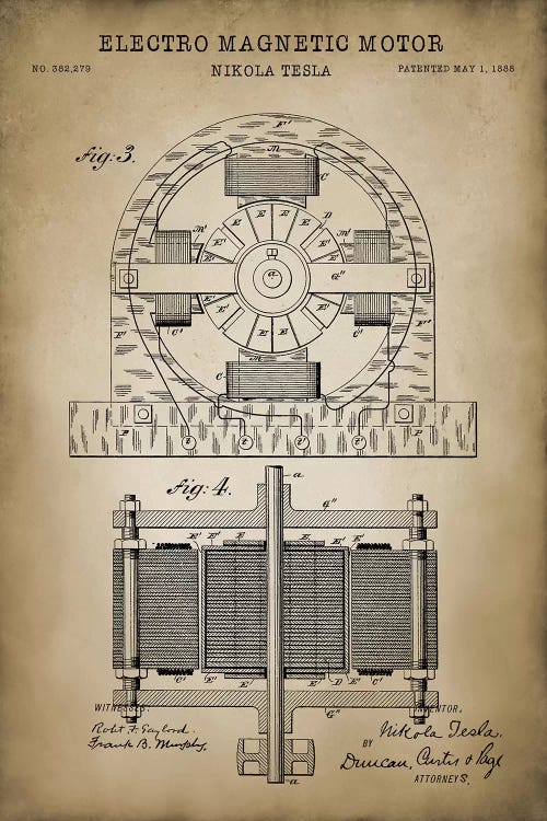 Tesla Electro Magnetic Motor, Beige