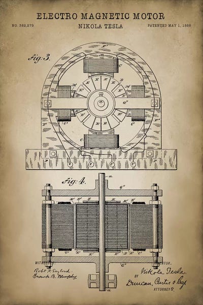 Tesla Electro Magnetic Motor, Beige