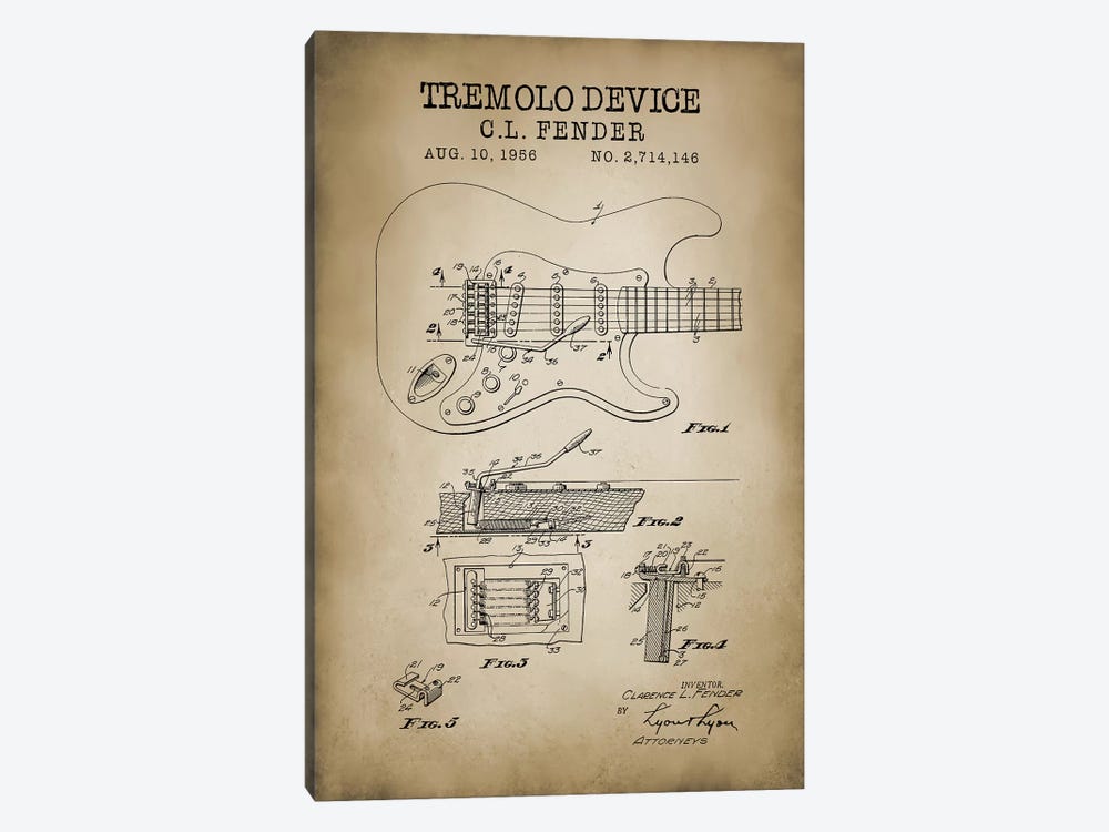 Tremolo Device by PatentPrintStore 1-piece Canvas Art