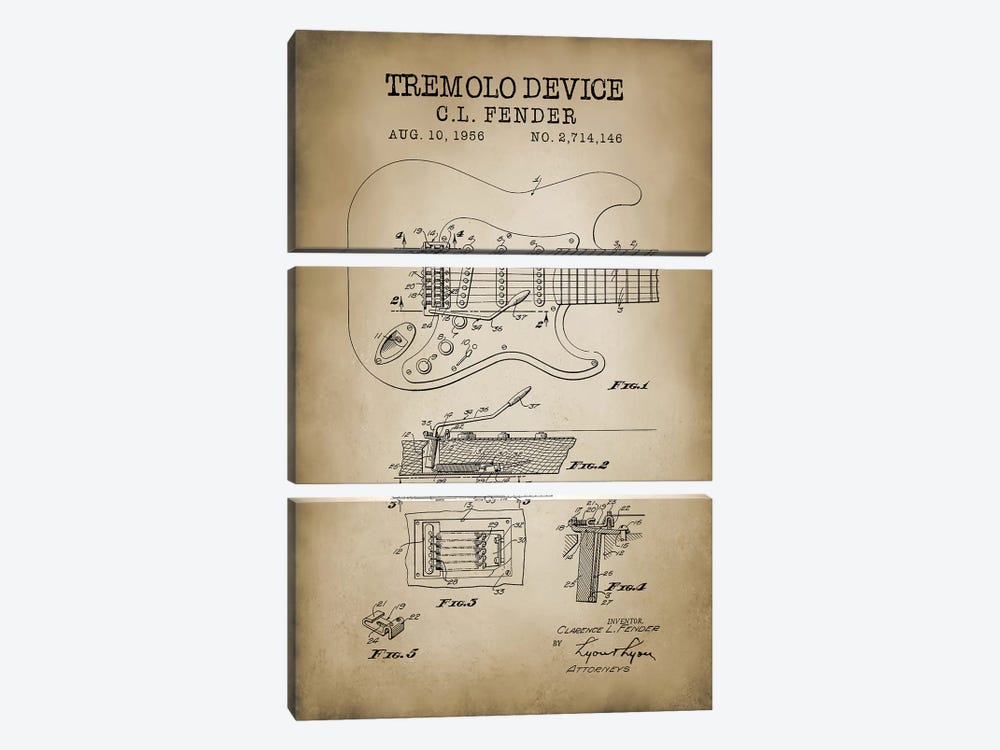 Tremolo Device by PatentPrintStore 3-piece Canvas Wall Art