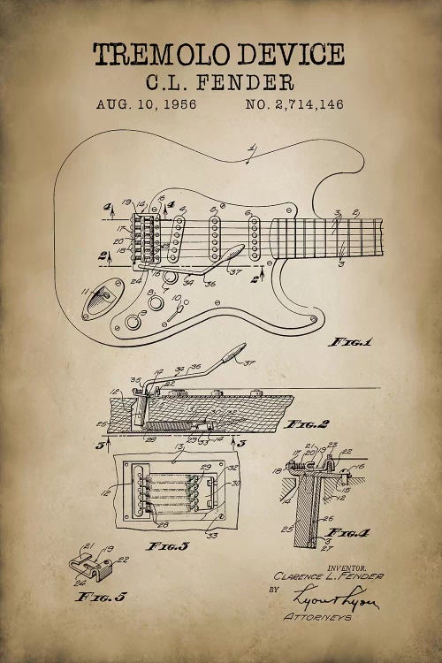 Tremolo Device by PatentPrintStore wall art