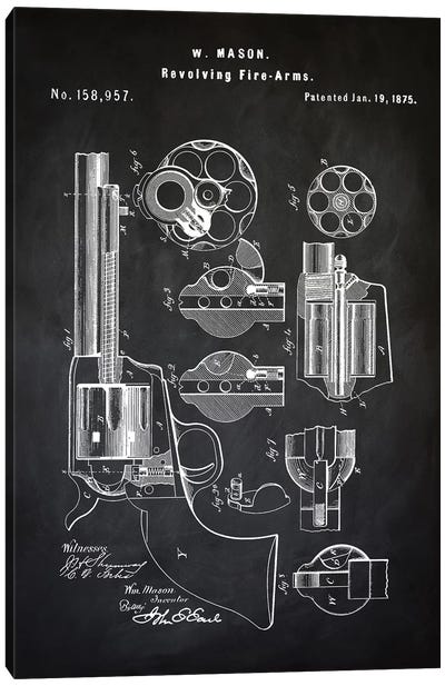 W. Mason Revolver I Canvas Art Print - Weapon Blueprints